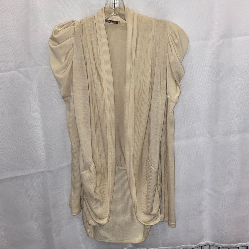 Arden B Womens Long Sleeve Beige Cardigan Size Small